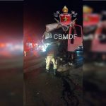 Batida entre caminhões deixa quatro feridos em rodovia do DF. Vídeo