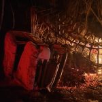 Fogo toma conta de caminhão de combustível após acidente na BR-020